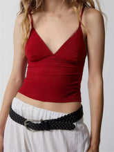 Solid Color V-Neck Summer Backless Spaghetti Strap Sleeveless Mini Vest Streetwear  Crop Tops